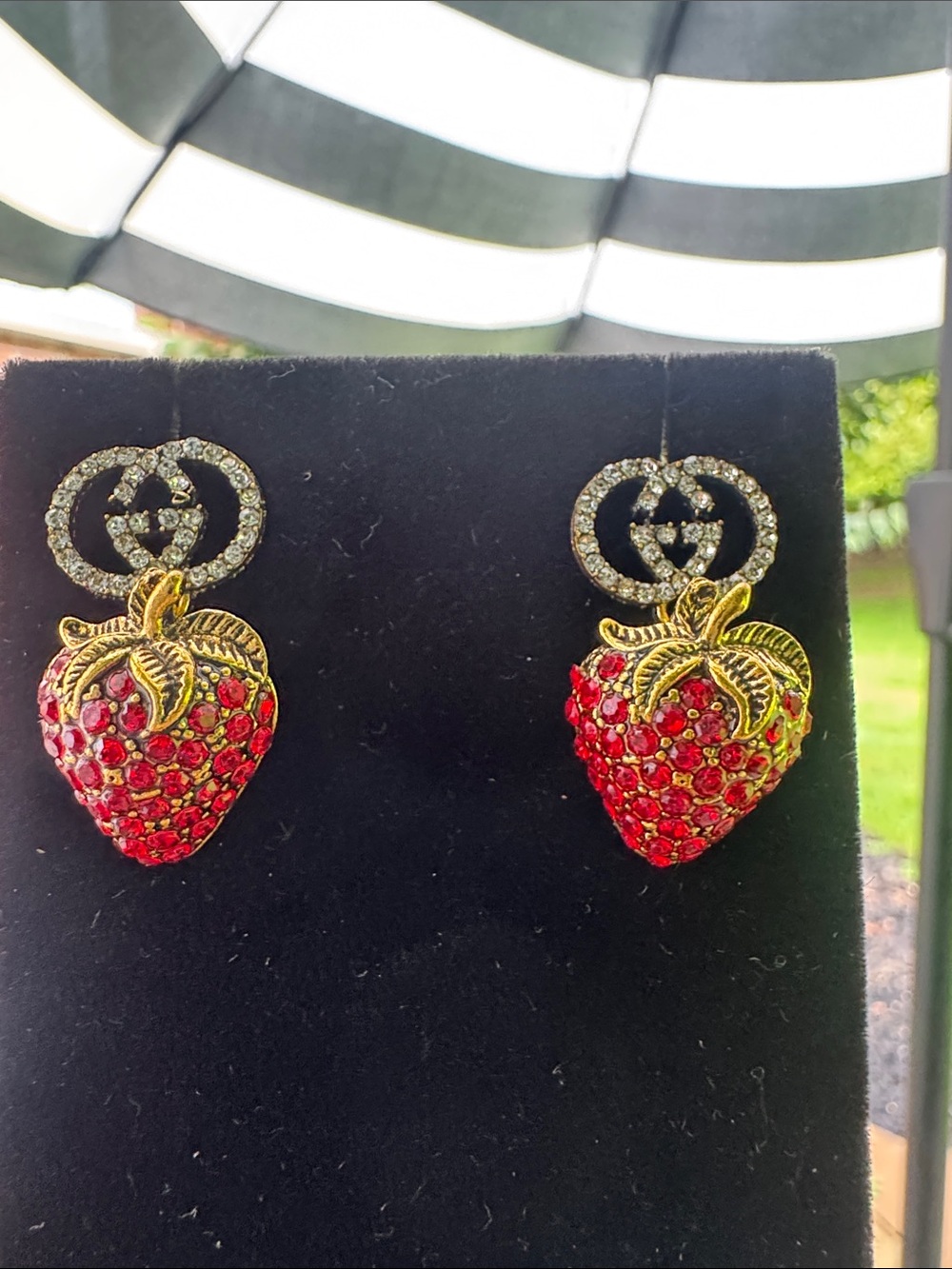 Earrings Red Strawberry Crystal Drop Earrings